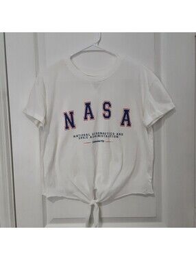 BUZZ ALDRIN - NASA - Graphics Women's Jrs - Small White - T-shirt w/ tie front